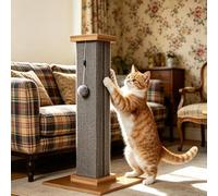 80cm Heavy Duty Cat Scratching Post, Large Roman Column Sisal Scratcher with Anti-Tipping Wide Base, Vertical Claw Post Durable Wear-Resistant Rope for Indoor Big Cats (Grey, Square Column)