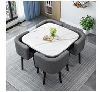 80cm Kitchen Breakfast Table and 4 Chairs Set Square Dining Table with Wooden Construction Bar Table and Chair Set for Living Room Dining Room and Kitchen