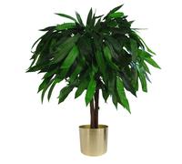 80cm Large Artificial Mango Tree Plant with Metal Planter Leaf Green One Size