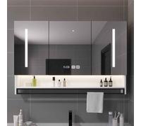 80cm LED Bathroom Mirror Cabinet Vanity Storage with Touch Light & AntiFog Makeup Mirror Modern Design Stylish 90cm SizePerfect for Home Décor