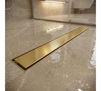 80cm Linear Shower Drain Brushed Brass Stainless Steel Wet Room Floor Channel 2-in-1