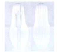 80cm Long Synthetic Hair White Purple Cosplay Wigs Party Black Hair Straight Wig Hairpiece For Women(Pure White)