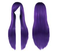80cm Long Synthetic Hair White Purple Cosplay Wigs Party Black Hair Straight Wig Hairpiece For Women(Dark Purple)
