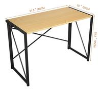 (80cm, Natural) Foldable Computer Desk No Assembly Miami