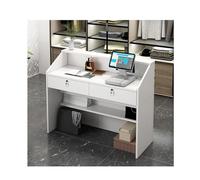 80cm Recept Desk with Cable Grommets Modern Front Office Table for Home Office Lobby & Sk Design & Functal