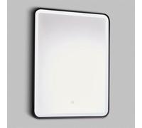 80cm Rectangle LED Matt Black Wall Mirror with Demister Pad Clifton Natural One Size