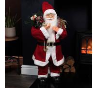 80cm Red Standing Santa Claus Indoor Decoration with Present and Green Sack Samuel Alexander Red One Size