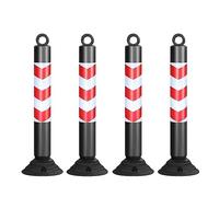 80cm Reflective Traffic Cones - Durable PU Parking Bollards for Driveway and Construction Zone(Black+red,4 pack)