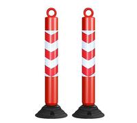 80cm Reflective Traffic Cones - Durable PU Parking Bollards for Driveway and Construction Zone(Red+white,2 pack)