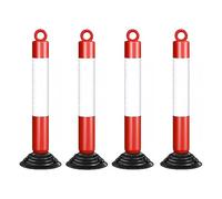80cm Reflective Traffic Cones - Durable PU Parking Bollards for Driveway and Construction Zone(White+red,4 pack)