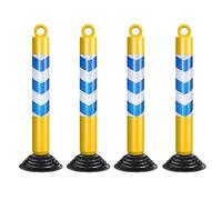 80cm Reflective Traffic Cones - Durable PU Parking Bollards for Driveway and Construction Zone(Yellow+blue,4 pack)