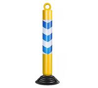 80cm Reflective Traffic Cones - Durable PU Parking Bollards for Driveway and Construction Zone(Yellow+blue,I pack)