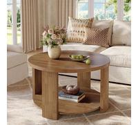 80Cm Round Coffee Table 2-Tier Modern Circle Accent Center Table For Living Room