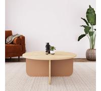 80Cm Round Coffee Tables, Small Round Coffee Table For Living Room, Oak Coffee Table, Rustic Coffee Tables Design (Oak&terracotta)