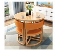 80cm Round Dining Table & Chair Set Space Saving Coffee Table for Office Balcony Kitchen Apartment & Conference Room Stylish Orange Color Perfect for Breakfast & Lounge Areas