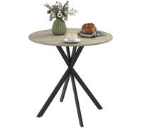 80cm Round Dining Table Industrial Kitchen Breakfast Table Oak Metal Legs