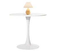 80cm Round Dining Table - Modern MDF Top & Steel Base, Small Pedestal Bistro Table for Kitchen, Dining Room & Living Room, 220lb Capaci, White h