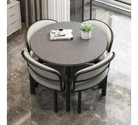 80cm Round Dining Table Set with 4 Chairs Modern Space Saving Center Table for Office Stacking Leather Design for Dining Room and Living Room.