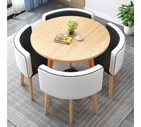 80cm Round Dining Table with 4 Chairs Modern Coffee Table Set for Home & Office Elegant Black & Gold Finish Perfect for Dining Meetings & Gatherings
