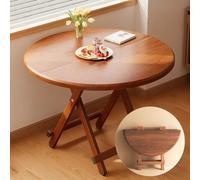80cm Round Folding Wooden Dining Table for Kitchen & Living Room Space-Saving Design in Brown Perfect for Balcony Terrace & Bedroom Use