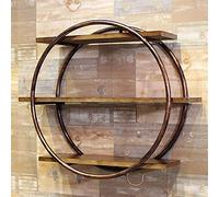 80cm Round Industrial Rustic Wall Shelf with Metal Brackets - Floating Detive Sto for Bedroom Living Room Kitchen Office - Slish Scaffold Board Design