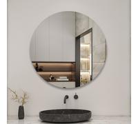 80cm Round Silver Mirror - 5mm Thick Glass, High-Clarity, Modern Wall Decor for Bathroom, Bedroom or Living Space (Includes All Fixing Components)