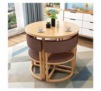 80cm Round Space-Saving Dining Table Set for Office Reception and Apartment - Stylish Brown Chairs for Lounge Study Coffee and Meeting Rooms
