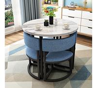 80cm Small Round Dining Table Set for 4 Space Saving Breakfast & Dinner Table for Apartment Office Kitchen Balcony Cafe Restaurant Lounge Reception