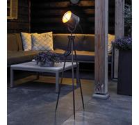80cm Solar Copper Metal LED Studio Tripod Light Up Standing Garden Decoration