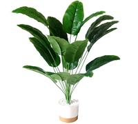 80cm Tall Realistic Potted Artificial Bird of Paradise Plants, 18 Stems Fake Potted Plant, Faux Palm Greenery Tropical Plants with Pots for Home Décor Living Room Office Farmhouse Table Shelf Corner