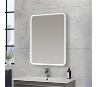80cm Tall Rectangular (Rounded) LED Bathroom Mirror with Demister Pad Clifton Natural One Size