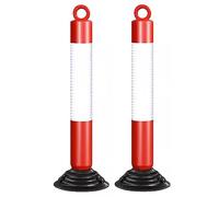 80cm Tall Reflective Cones - Flexible Traffic Barrier & Parking Delineator Post for Crowd Control & Traffic Management(White+red,2 pack)