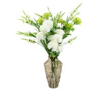 80cm White Artificial Carnation and Larkspur in Glass Vase