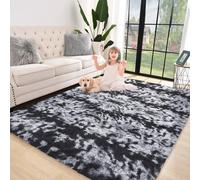 (80cm x 150cm (2ft 6" x 5ft)- Floor Mat, Black Grey/ Charcoal Grey) Shaggy Grey Rugs Non Slip Area Rug Runner Carpets