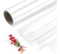 80CM x 20M Clear Cellophane Wrap Roll Large Transparent Wrapping Paper Roll Clear Cellophane Wrapping Rolls for Flowers Florist Gift Hampers Baskets Packing Supplies DIY Valentines Day Flower Craft
