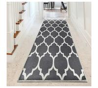 (80cm x 300 cm (2 ft 6" x 10 ft)- Printed Extra Large Runner Rug/Carpet) Non-Slip Grey Rugs Carpet Hallway Runner Door Mats