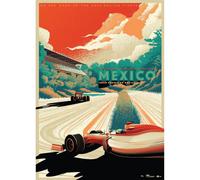 (80cm x 60cm, Orange/White/Green) Zoom Mexico Formula 1 Poster