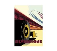 (80cm x 60cm, Peach/Blue/White) Zoom Silverstone Formula 1 Poster