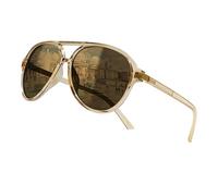 80Days Pilot Sunglasses - Classic Double Bridge, Sleek Metal Detail, UV400 Protection (Champagne)