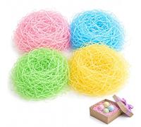 80g Easter Shredded Tissue Paper, 4 Colors Green Pink Yellow Blue Basket Filler Stuffers for Egg Hunt Decorations Party Favors Craft Supplies Gift Hampers