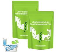 80g Powerful Pipe Dredging Powder, Heavy Duty Sink Drain Cleaner Pipe Unblocking, Fast-Acting Drain Clog Remover Agent for Kitchen Bathroom & Toilet (2Pcs)