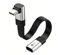 80Gbps USB C Extension Cable, 240W Flat Type C Male to Female Extender, 8K@60Hz Video Output, 90 Degree Right Angle for Thunderbolt 5/4/3, USB4, MacBook, SSD, Laptop, Dock (20 cm) (Male To Female)