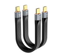 80Gbps USBC 4 Cable,Compatible with Thunderbolt 5/4, [13CM],flat FPC USB C Cable,240W PD Fast Charging, 80G Data Transfer, 16K 8K for iPhone 17 MacBook Hub Dock M4 M3 SSD Laptops Monitor Type-C (2PCS)