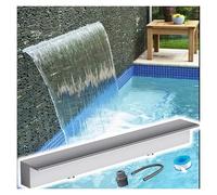 80in Stainless Steel Pool Waterfall Spillway Outdoor Fountain Wall Cascade Box Garden Water Feature for Elegant Backyard Decor
