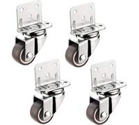 80kg Load Capacity Rubber Swivel Casters with L-Bracket, 5-Hole Installation, Ball Bearings, 50mm, Ideal for Shelves & Cribs, Locking Wheels for Furniture