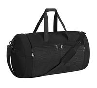 80L Large Capacity Lightweight Travel Duffel Bag, Portable Foldable Gym Bag with Independent Ventilated Shoe Compartment, Waterproof Black Travel Bag with Multi-Pockets for Women Men