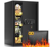 80L Large Fireproof Safe Box with Fireproof Document Bag, Personal Security Home Safe with 3 Removable Shelf, Anti-Theft Lock Box for Documents Money Jewelry Valuables