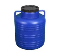 80L Plastic Storage Drum, Food-Grade Container with Threaded Lid, Blue Barrel with Handles