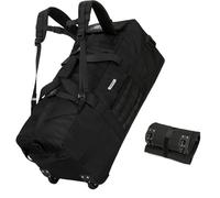 80L Waterproof Rolling Duffel Bag with Quick-Release Straps, Military Tactical Wheeled Foldable For Deployment Traveling Camping Sporting, Black (Adjustable handle), Military Style
