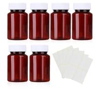 80ml 6 Pcs Pill Bottle Set, Reusable Lockable Medicine Box for Pill Pot Empty Pill Bottles for Storage Medicine Medicine Pots Empty Plastic Medicine Amber Bottles for Strong Medicine